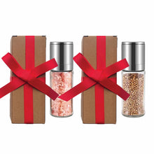 Load image into Gallery viewer, Salt and Pepper Medium Mills Grinders Gift Set | with Pink Himalayan Rock Salt & White Kampot Pepper
