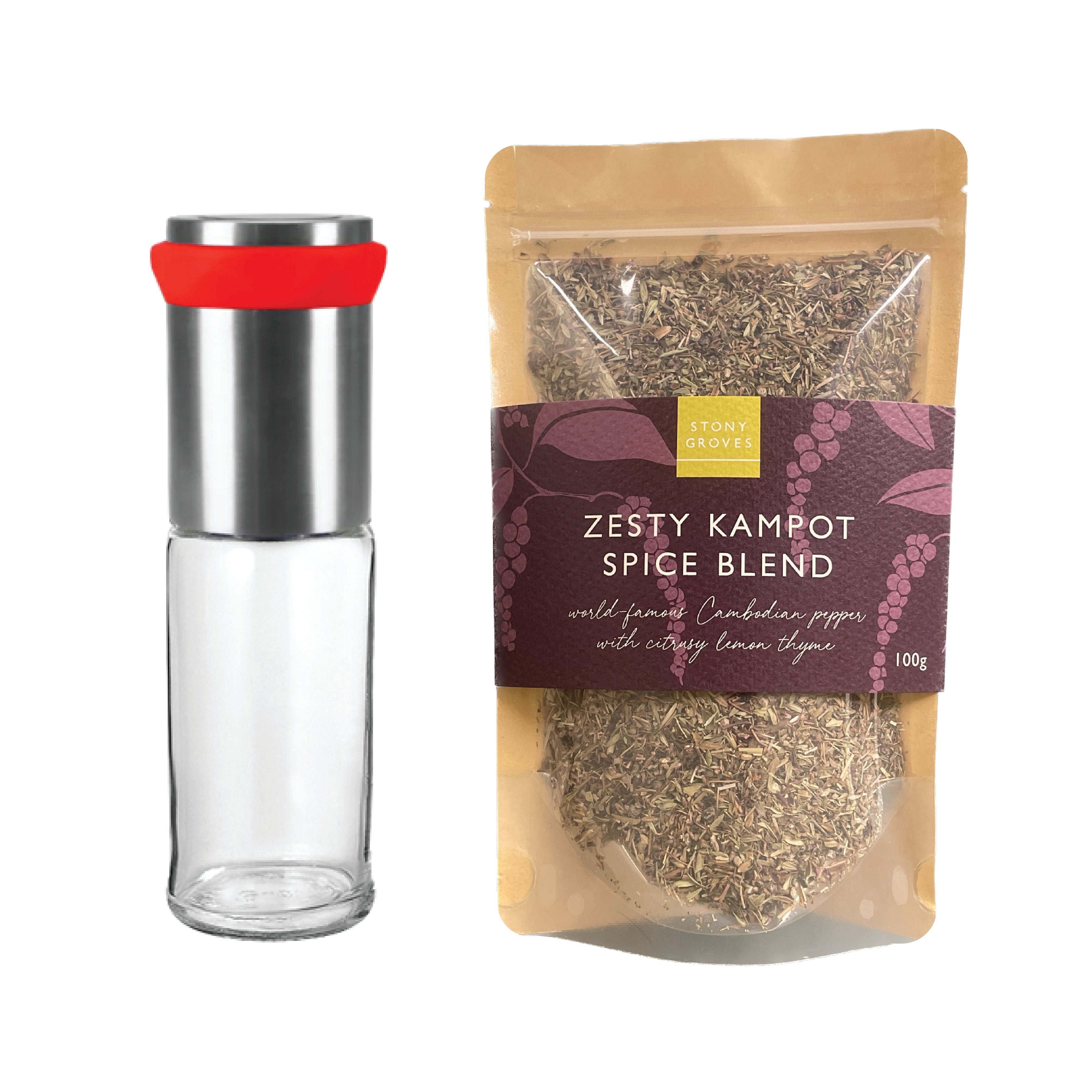 Zesty Kampot Spice Blend & Spice Mill Gift Set Stony Groves